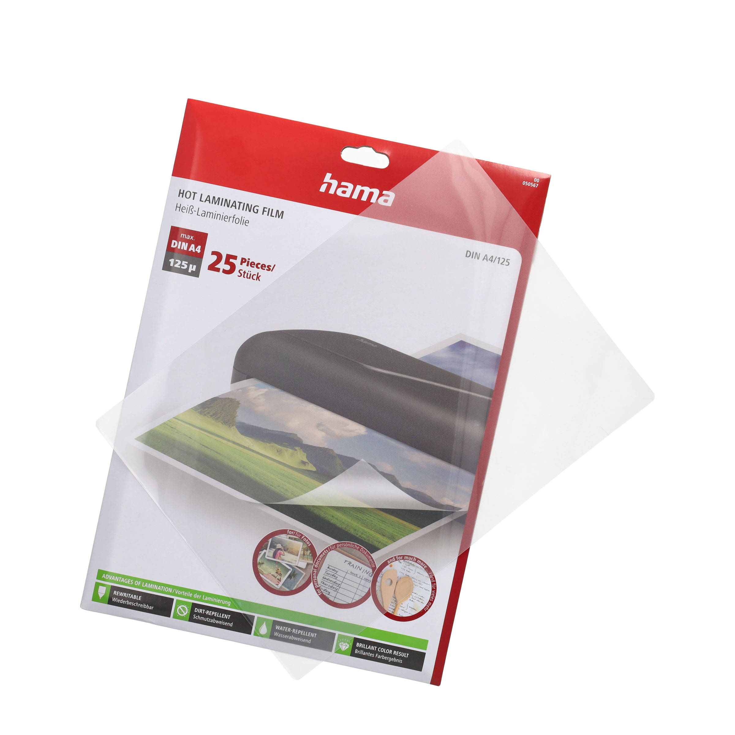 (25er Set) A4 Heiss Laminier Folie Glänzende Laminiertasche 125 Micron (00050567) - Transparent