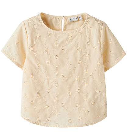 Name It Hemd k/ä - NkfVioleta - Buttercreme m. Strickerei Englis