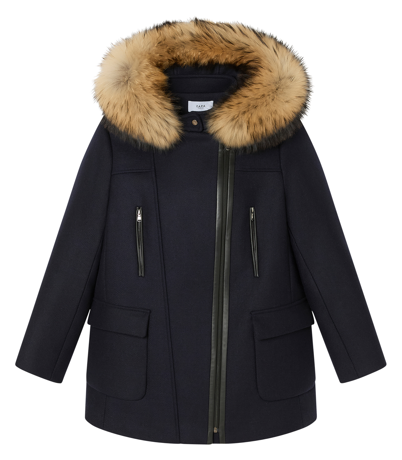 GABIE - Duffle-coat droit en laine mélangée | Bleu