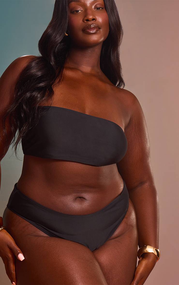 Noir Bas De Bikini Grande Taille Mix & Match Taille Haute Coupe Échancrée