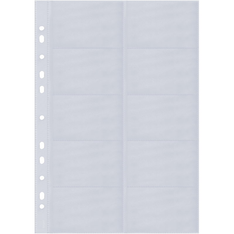 Sigel Zeigetaschen für Visitenkarten, 10 Stück, 90 x 58 mm, 170 µm, glatt, transparent
