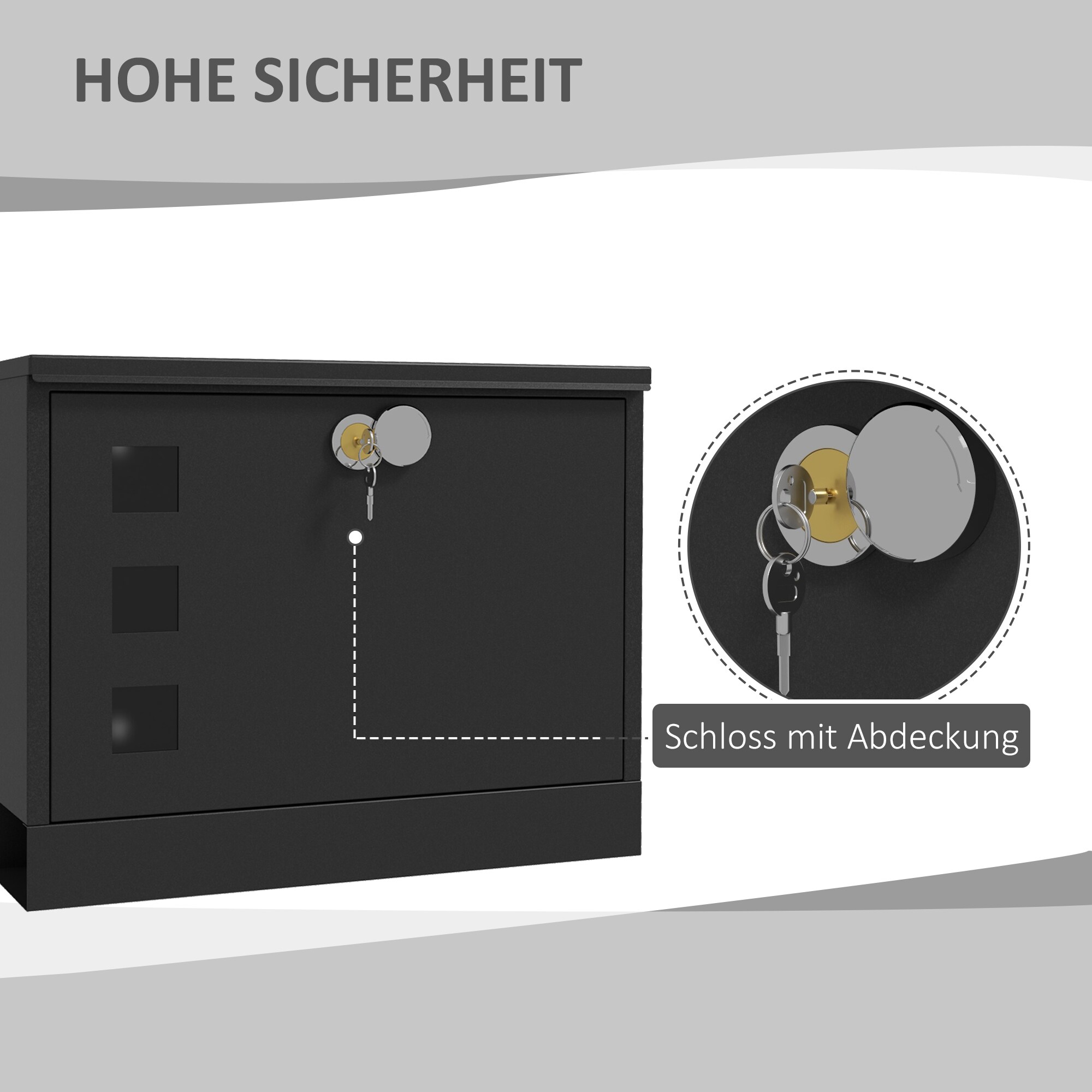 HOMCOM Briefkasten mit Zeitungsfach schwarz 36,5L x 11,5B x 29H cm