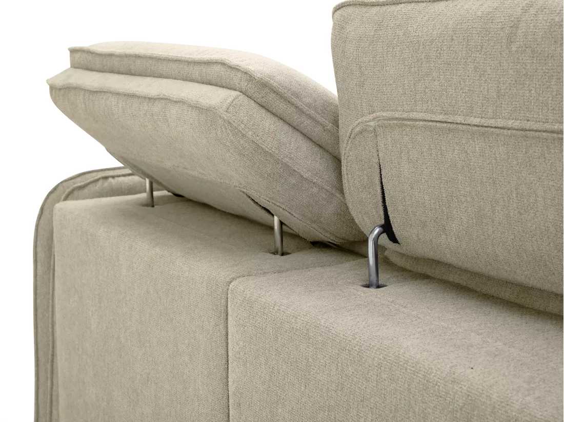 Canapé d'angle droit convertible en tissu beige ORELANA