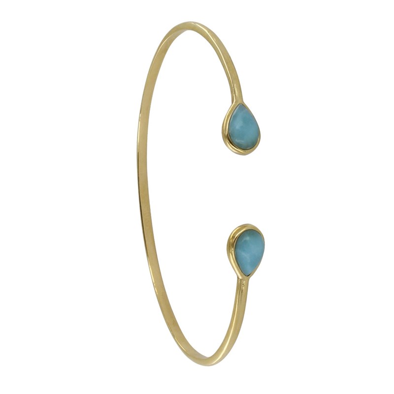 Bracelet Plaqué Or Jonc Deux Gouttes de Larimar
