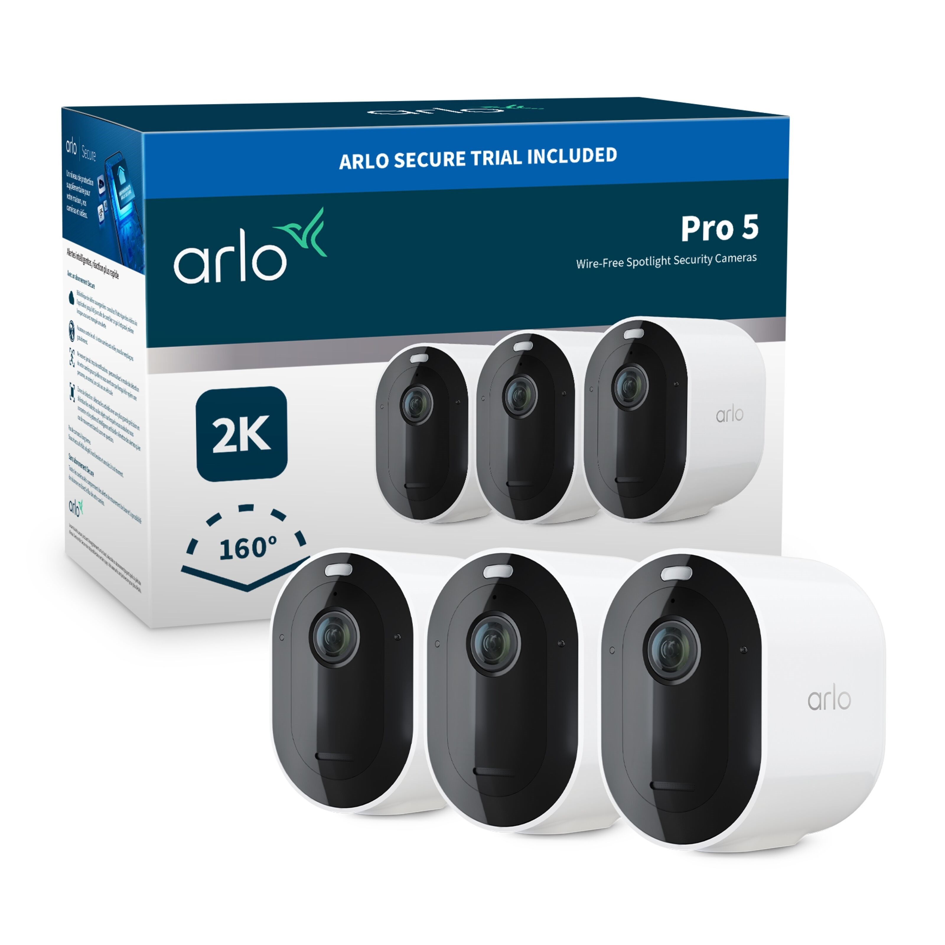 Arlo Pro 5 Trådløs Overvåkningskamera Spotlight 3-pakning