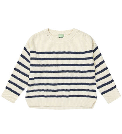 FUB Bluse - Rib - Strick - Ecru/Dark Navy