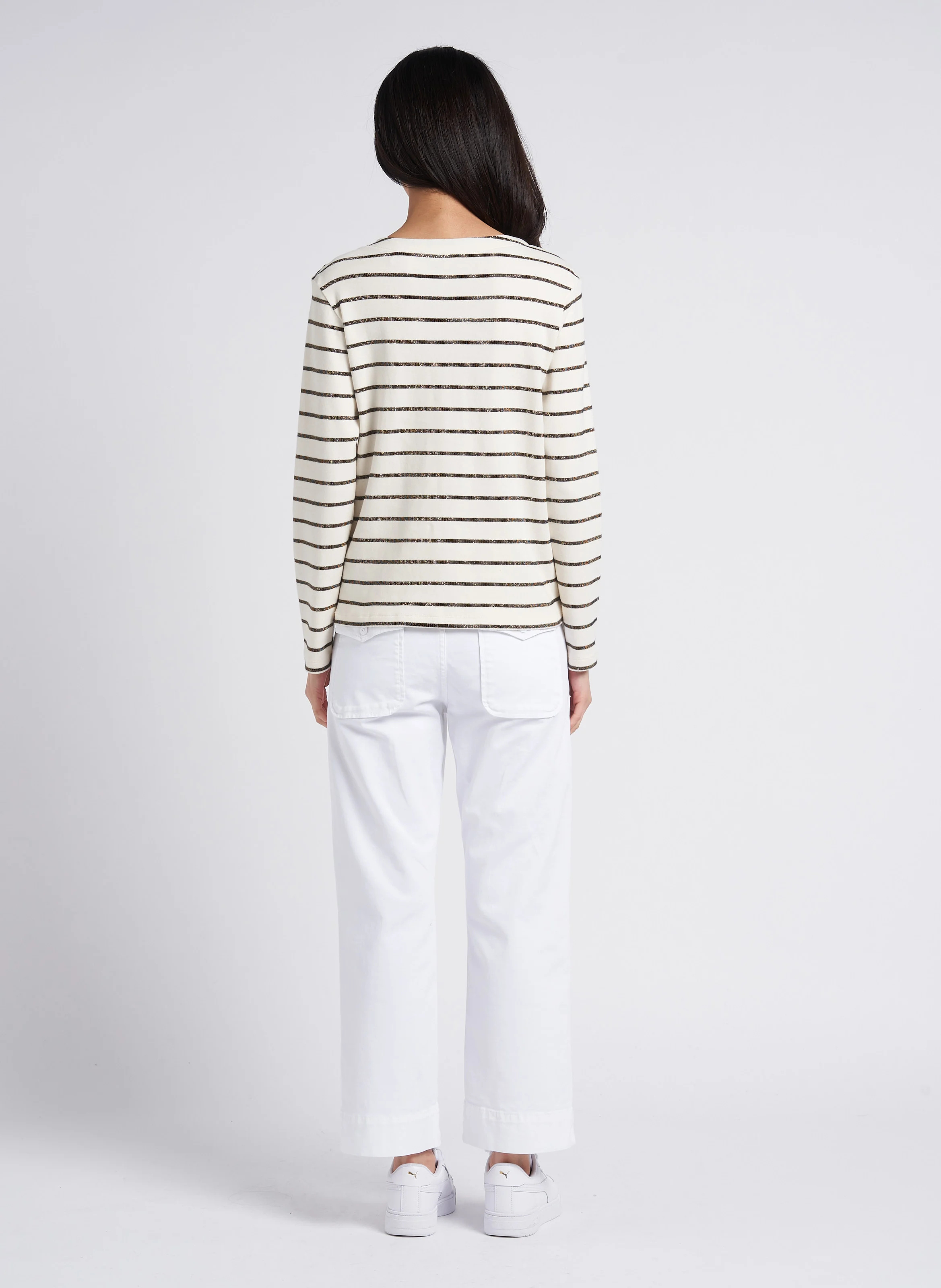 PALTROW - Pantalon 7/8 ème taille haute en coton | Blanc