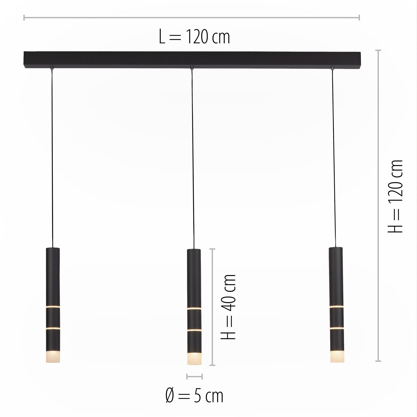 Paul Neuhaus LED Balkenpendel PURE-VEGA 120 cm schwarz