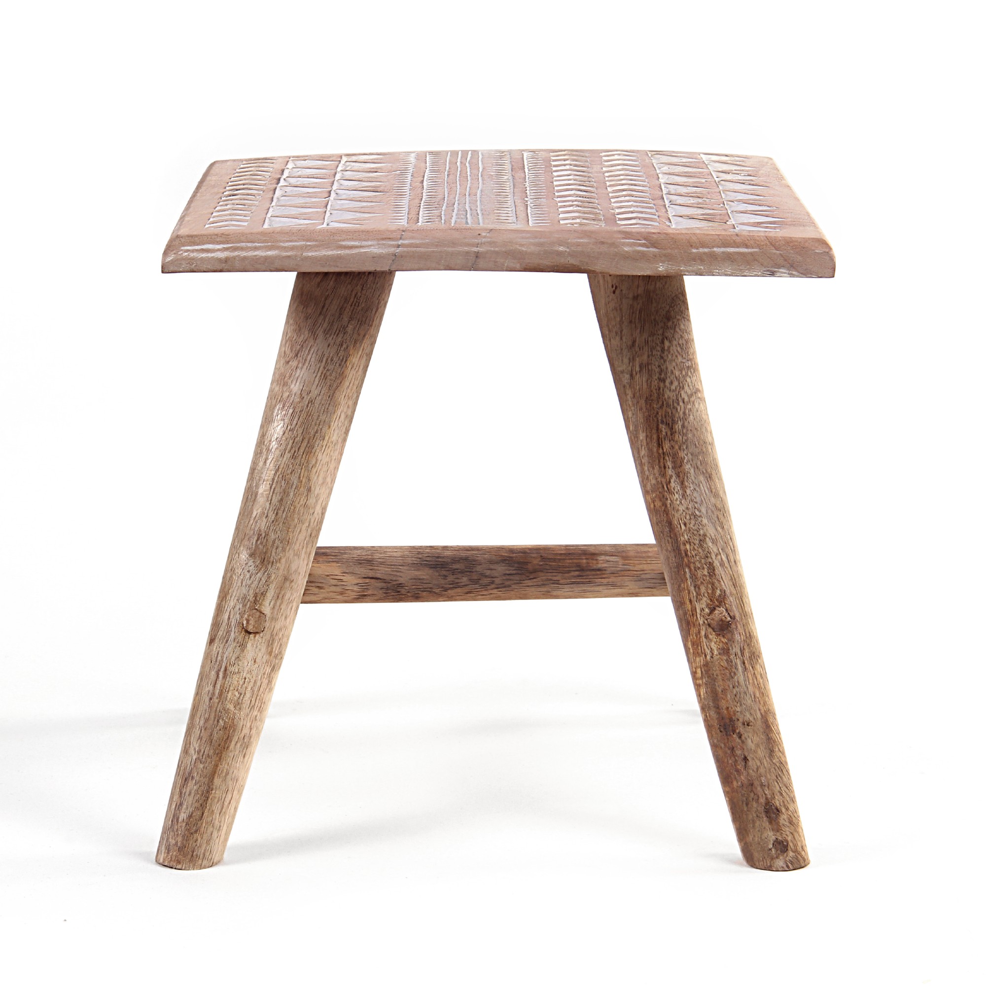 Hocker 'Graphic' Mangoholz, natur, T 25 cm, B 25 cm, H 25 cm von fischer's lagerhaus