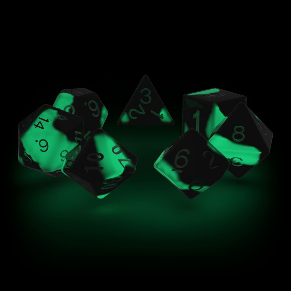 Oakie Doakie Dice dés RPG-Set Glow in the Dark - Biohazard (7)