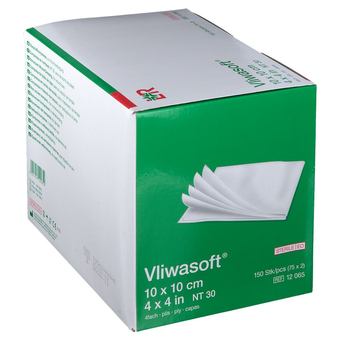 Vliwasoft® Vliesstoffkompresse 10 cm x 10 cm 4lagig steril