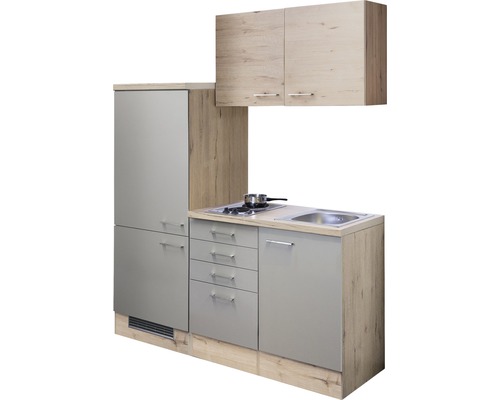 Flex Well enkele keuken met apparatuur Riva 160 cm kwartsiet cubanit san remo licht mat eiken gedemonteerd omkeerbaar versie 00010382