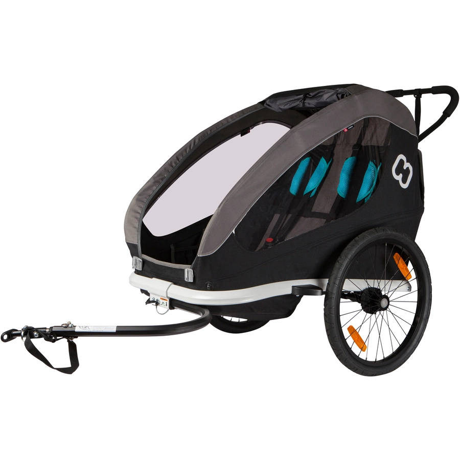 hamax Kinderfahrradanhänger Traveller inklusive Deichsel und Buggyrad BlackGreyBlue inklusive Wheelblades