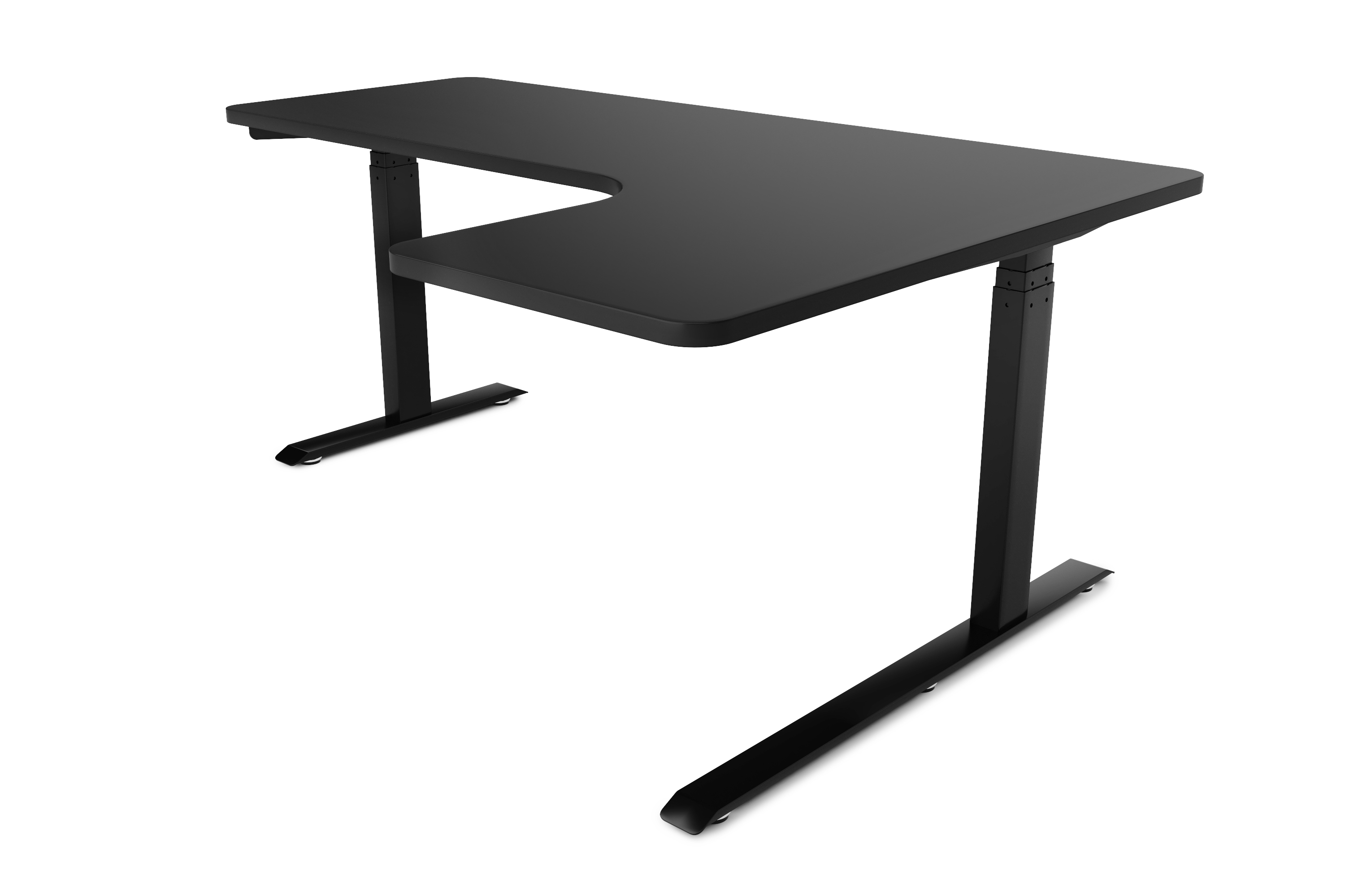 Stehpult Eckschreibtisch elektrisch PREMIUM schwarz 160 x 110 cm