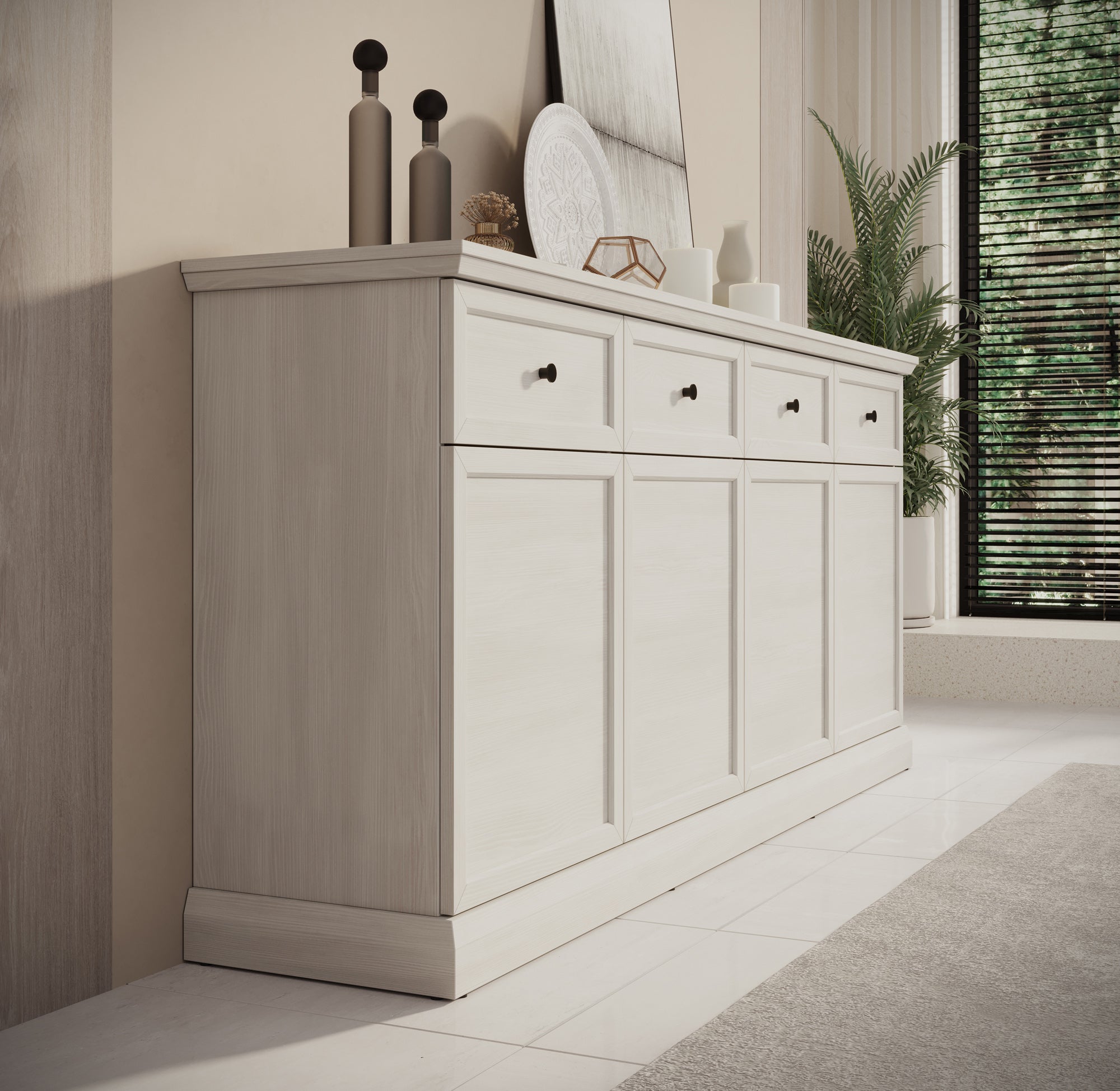 Meubella - Dressoir Leroy - Wit eiken - 193 cm