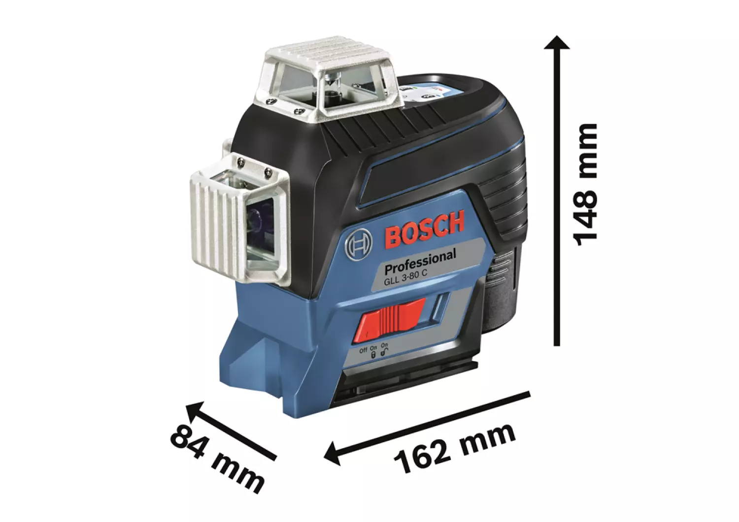 Bosch GLL 3-80 C SOLO 12V Li-Ion accu Kruislijnlaser body in L-Boxx - Rood - 30m