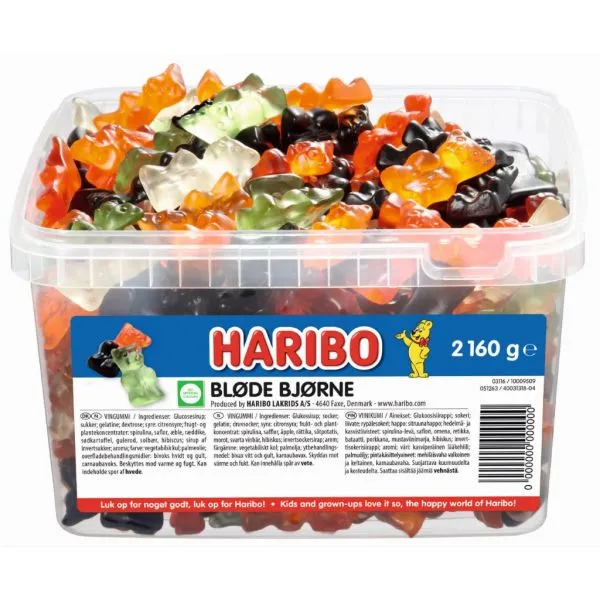 Haribo Bløde Bjørne 2,16 kg i plastbøtte
