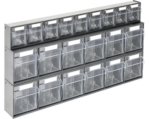INDUSTRIËLE kleine onderdelen magazijnset 6+6+9 vakken 60 x 30,3 x 7,5 cm antraciet