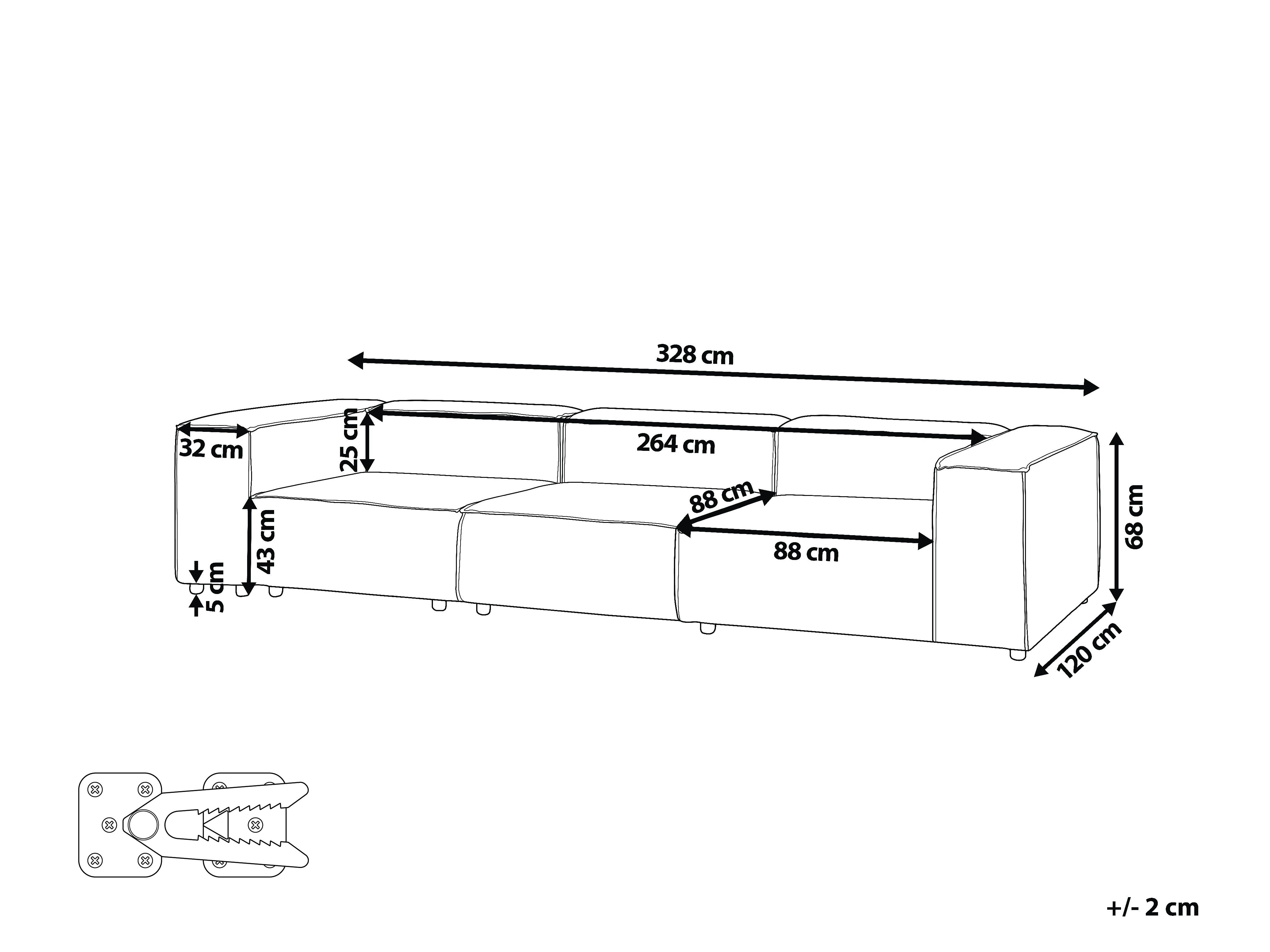 Modulaire bank 3-zits ARDAL Bouclé Gebroken wit
