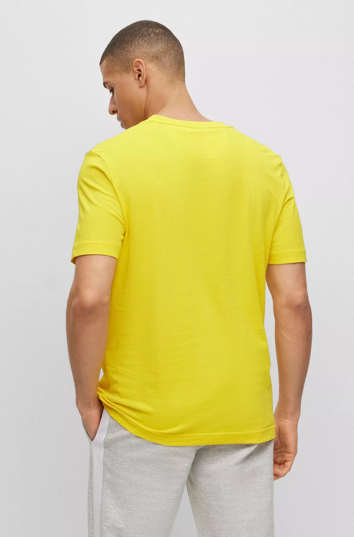 Camiseta BOSS verde em malha de algodão com estampa do logotipo