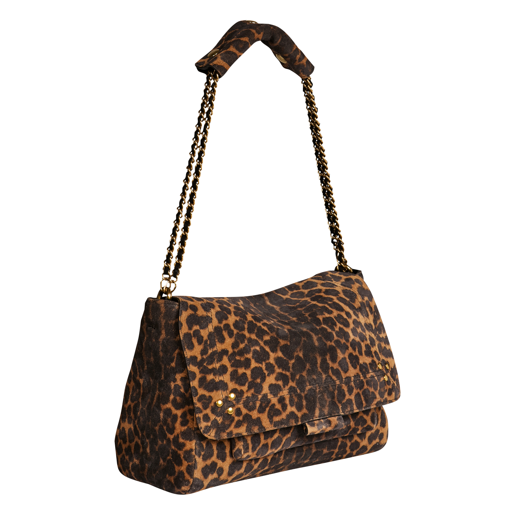LULU M - Sac besace en cuir à imprimé léopard | Marron