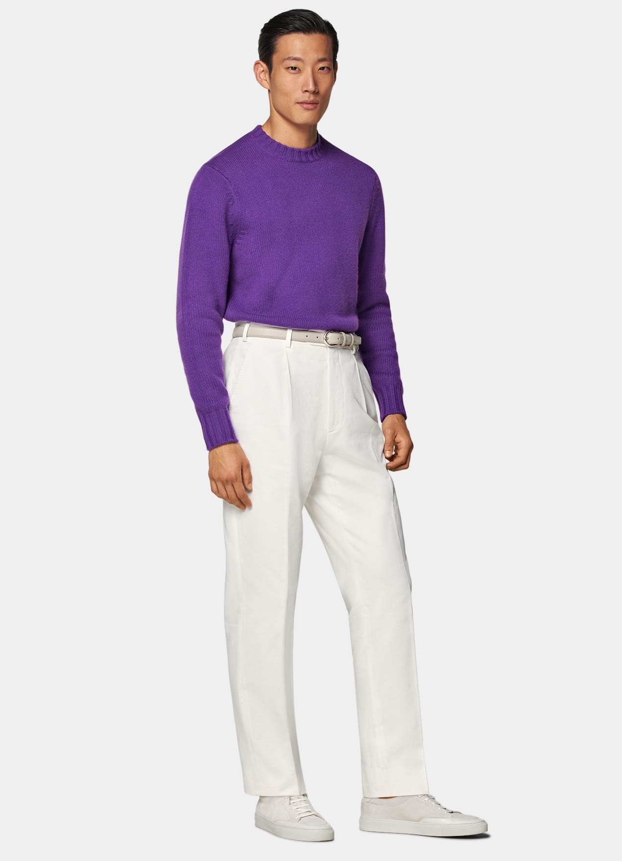 Pull col rond Merino violet