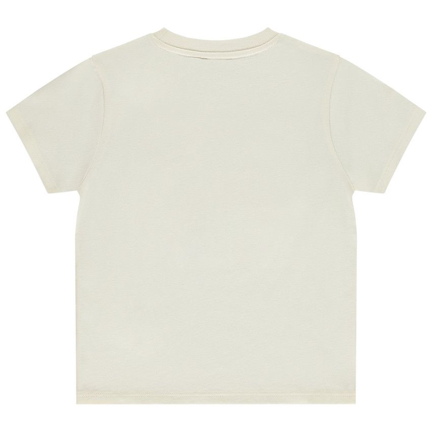 T-shirt manches courtes patch brodé planète pour garçon - Ecru