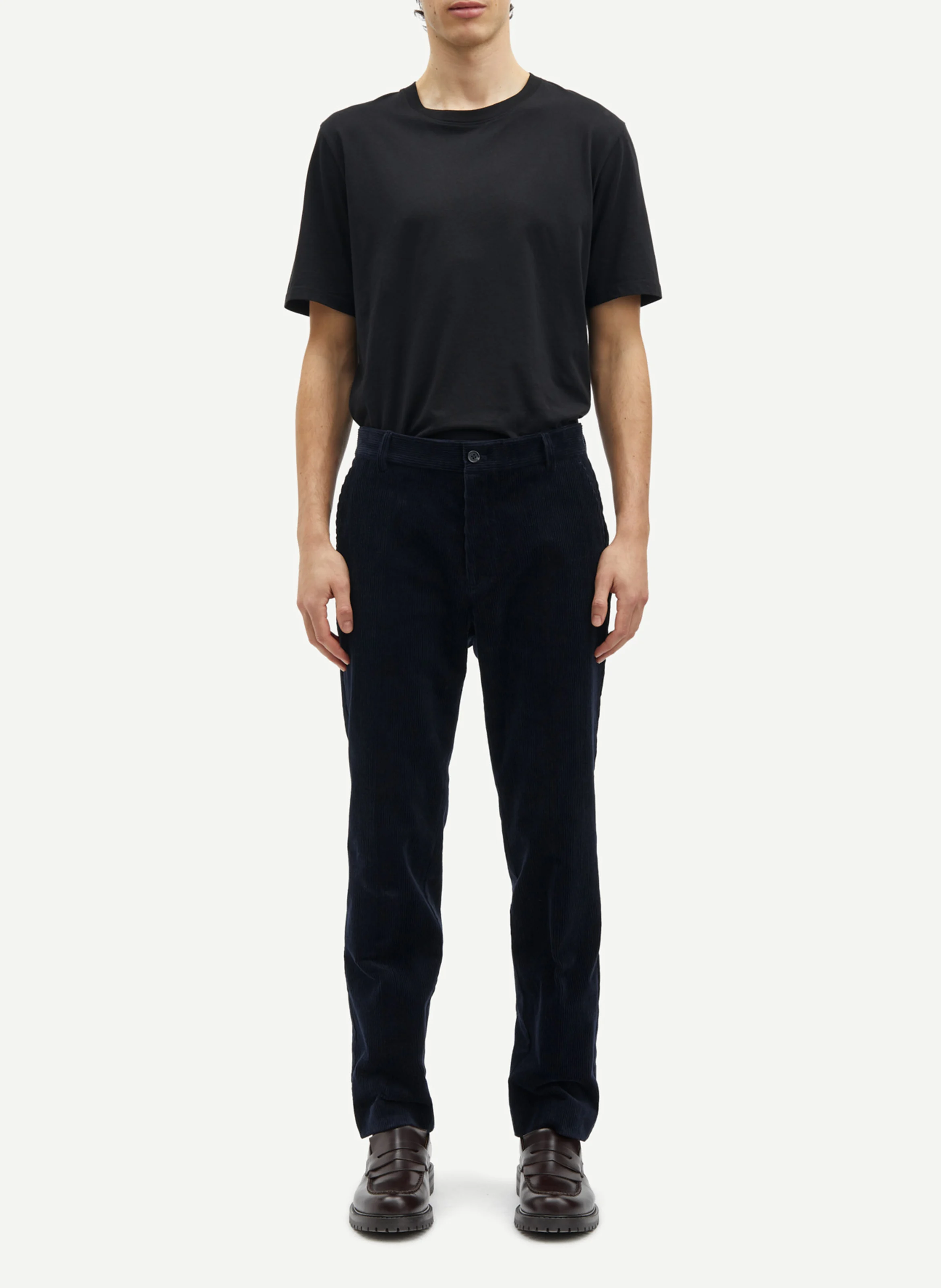 FELIX - Pantalon droit en velours de coton bio | Bleu