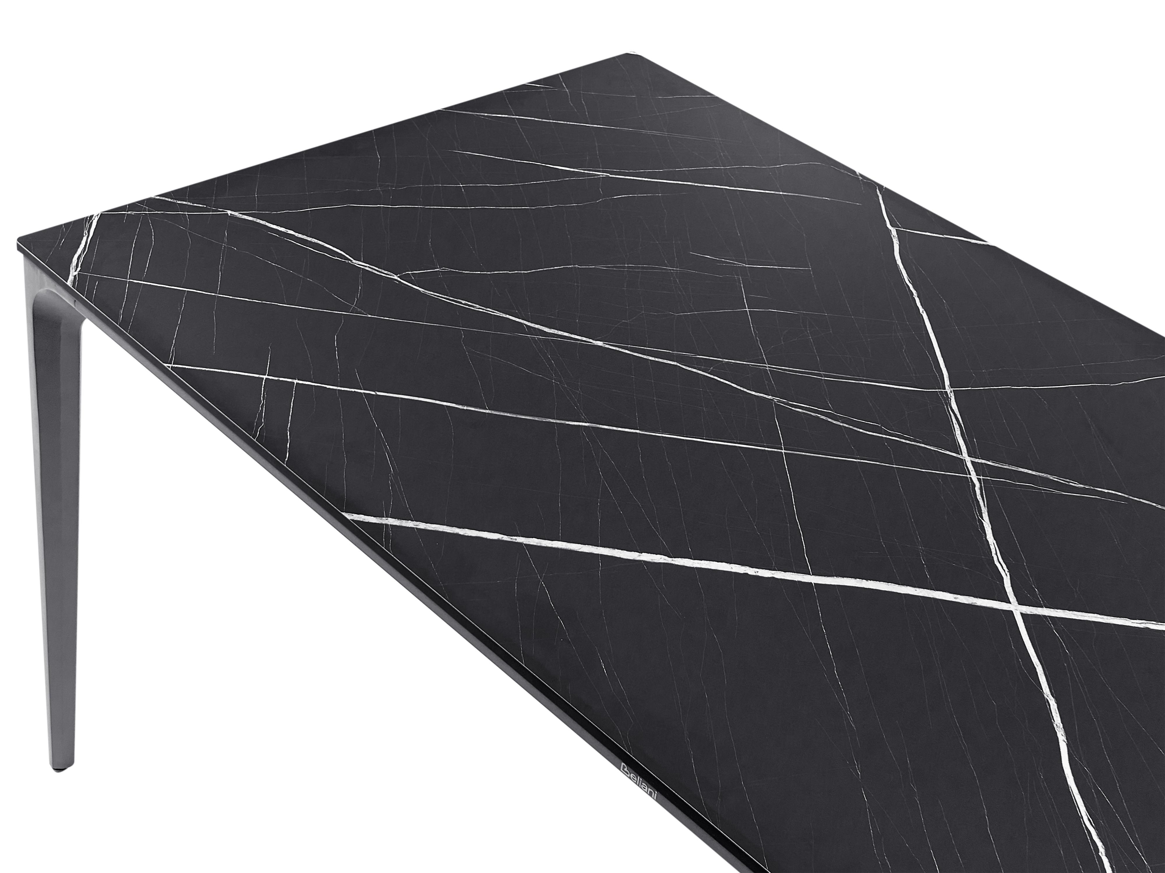Tuin eettafel SOVARETO 180 cm 90 cm Marmereffect Zwart marmer