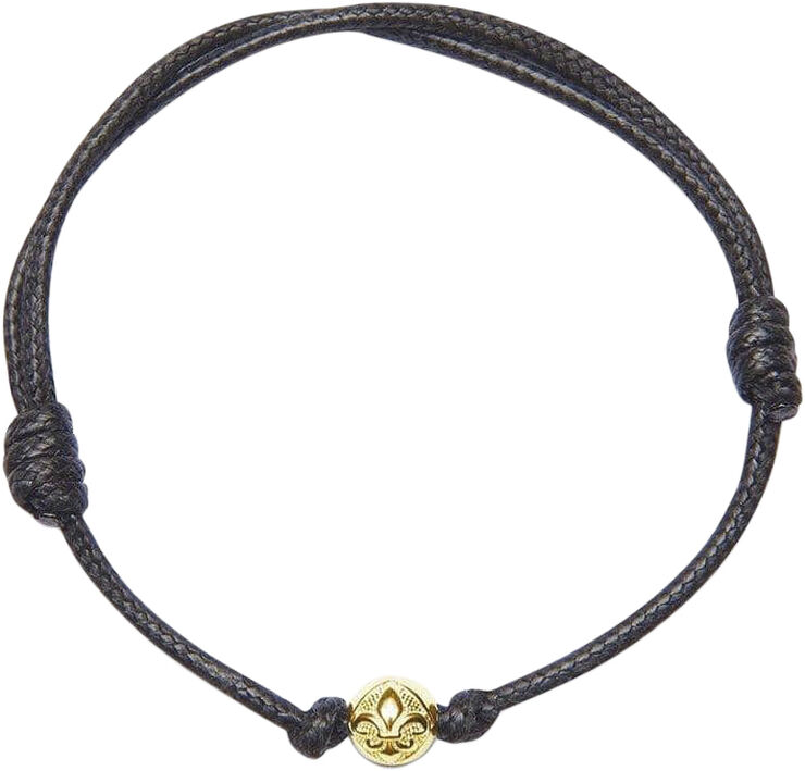 Nialaya Men's Black String Bracelet with Gold Black