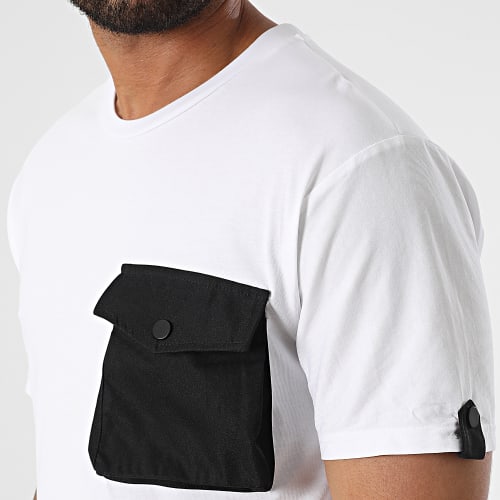 Tee Shirt Poche T8814 Blanc Noir