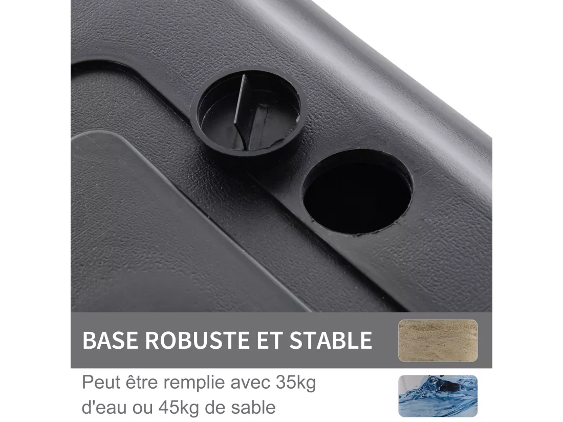 Panier de Basket-Ball sur pied pour bord de piscine poteau panneau, base de lestage sur roulettes hauteur arceau réglable 1,1 - 1,3 m noir blanc