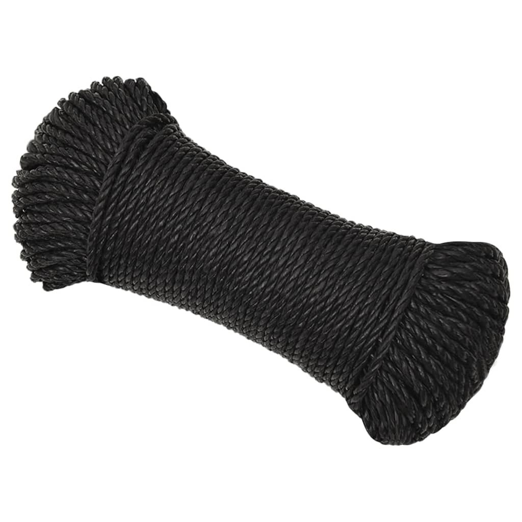 vidaXL Werktouw, zwart, 3 mm, 25 m, polypropyleen