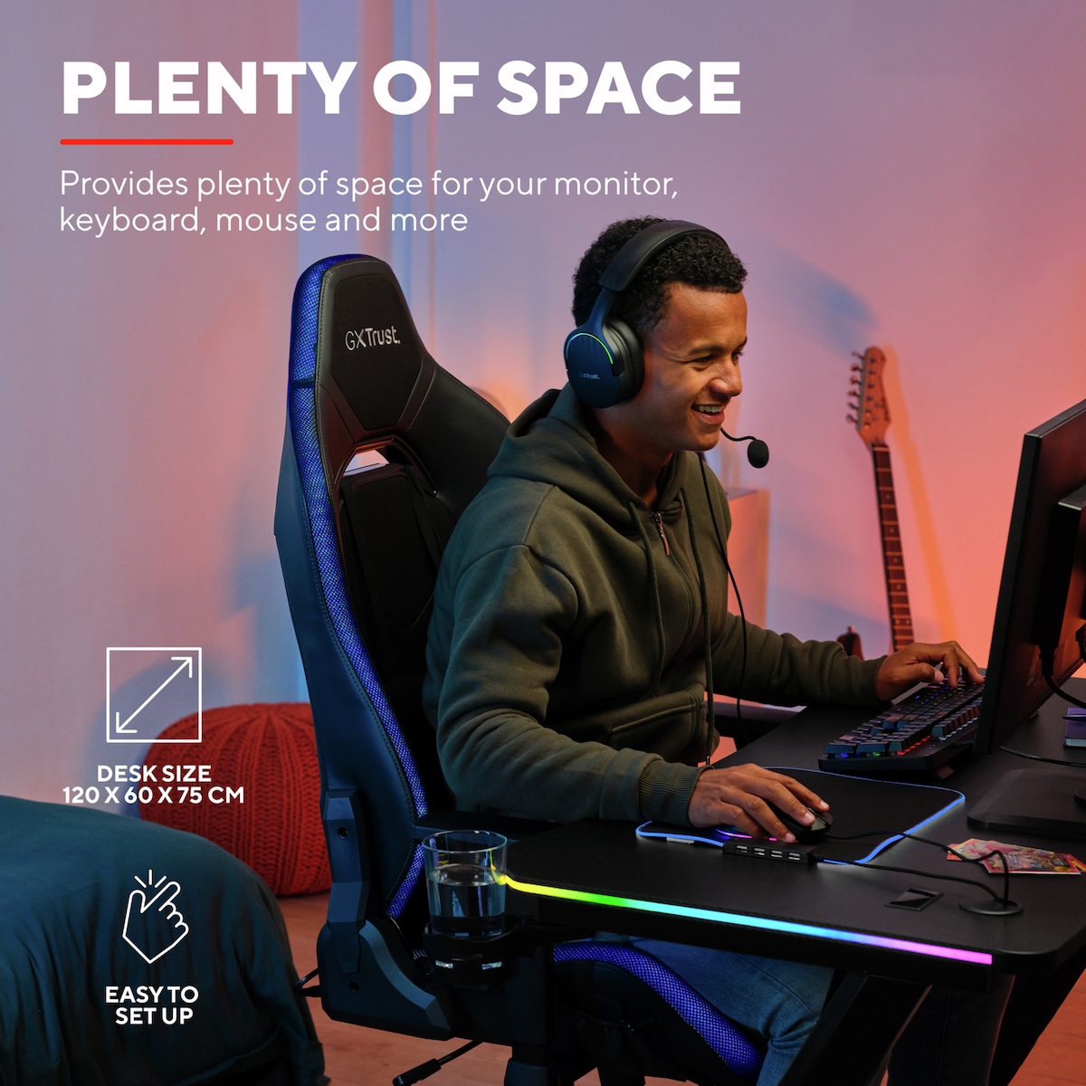 Trust GXT709 LUMINUS RGB gamingbord (sort)