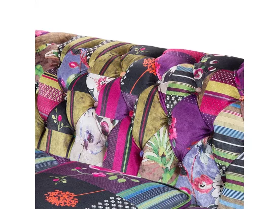Canapé 3 places patchwork bordeaux violet CHESTERFIELD