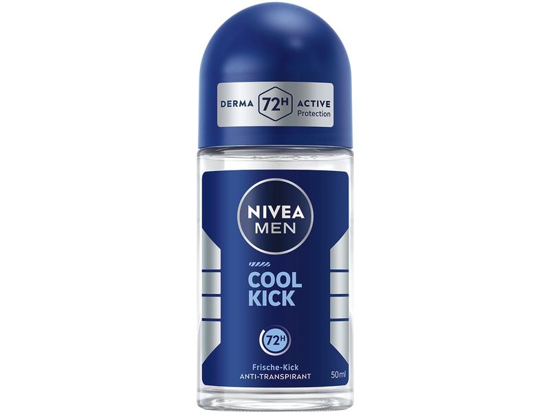 NIVEA MEN Deo Roll-on Cool Kick Male 50 ml Erlebe einen kühlenden Frische-Kick und zuverlässigen Schutz den ganzen Tag: NIVEA MEN DEO Cool Kick Roll-on