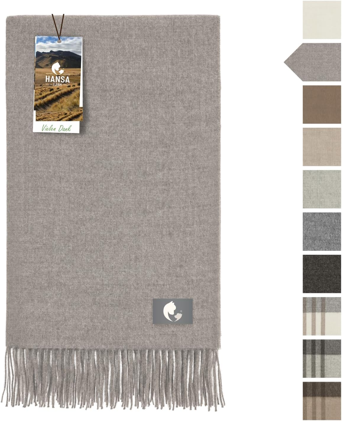 Große Baby Alpaka Decke - 180 x 130 cm - Kuschelig weich aus 100% Baby Alpakawolle (kratzfrei, ungefärbt) Plaid Tagesdecke & Alpaka Wolldecke - Steingrau Uni (Grau)