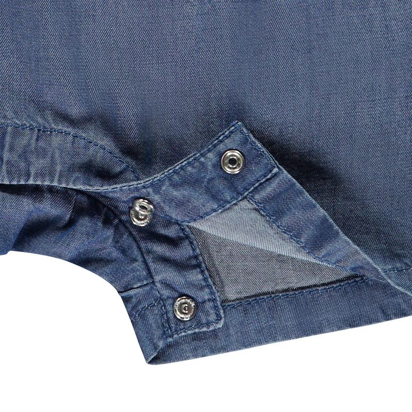 Ensemble 2 pièces effet jean avec charlotte pour bébé fille - Bleu moyen