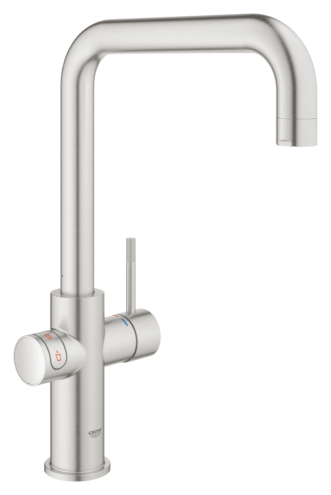 Grohe Red New Duo kokend water kraan met U uitloop en L formaat boiler RVS