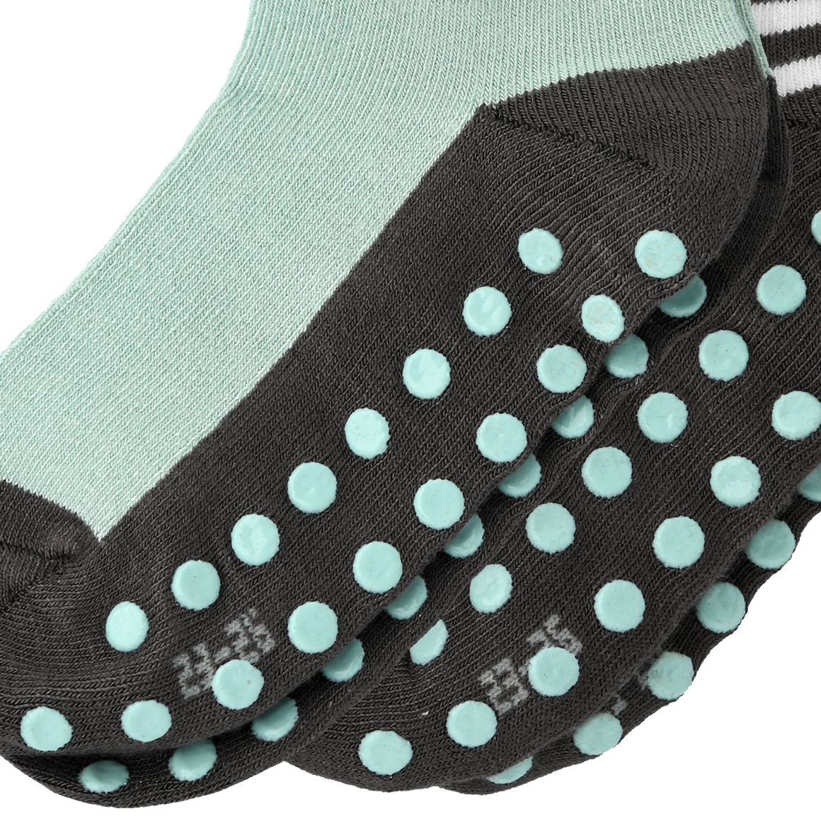 2 Paar Jungen Stoppersocken in Sneaker-Form dunkelgrau / mint