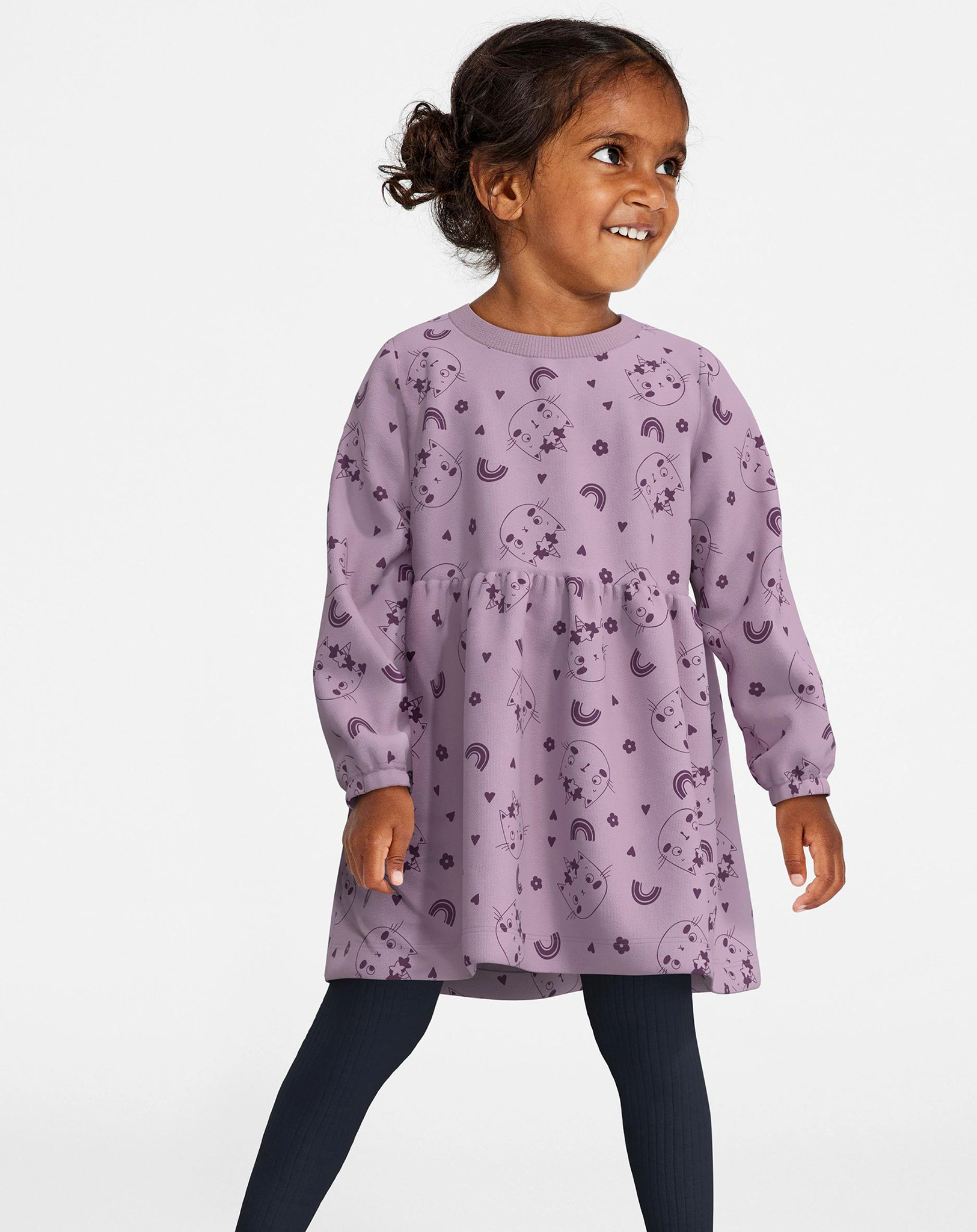 Langarmkleid NMFVILUBA CAT in lavender mist