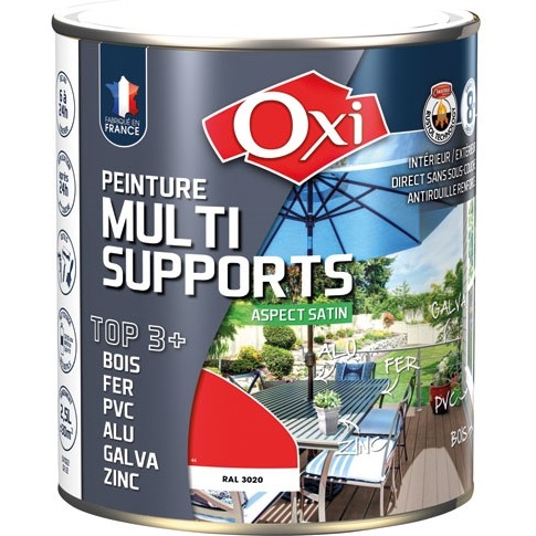 Peinture Satin Multi-supports 2.5 L Top 3+ - Rouge Vif