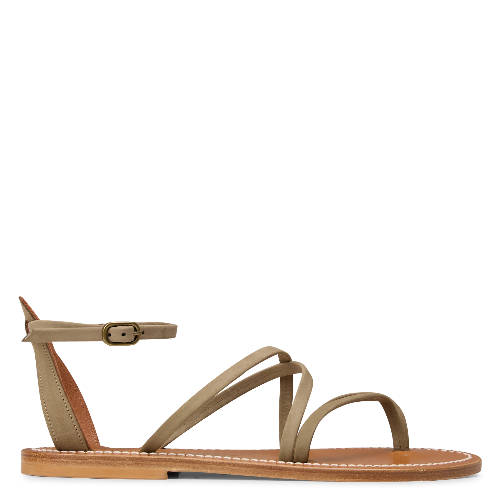 EPICURE - Sandales plates en cuir | Kaki