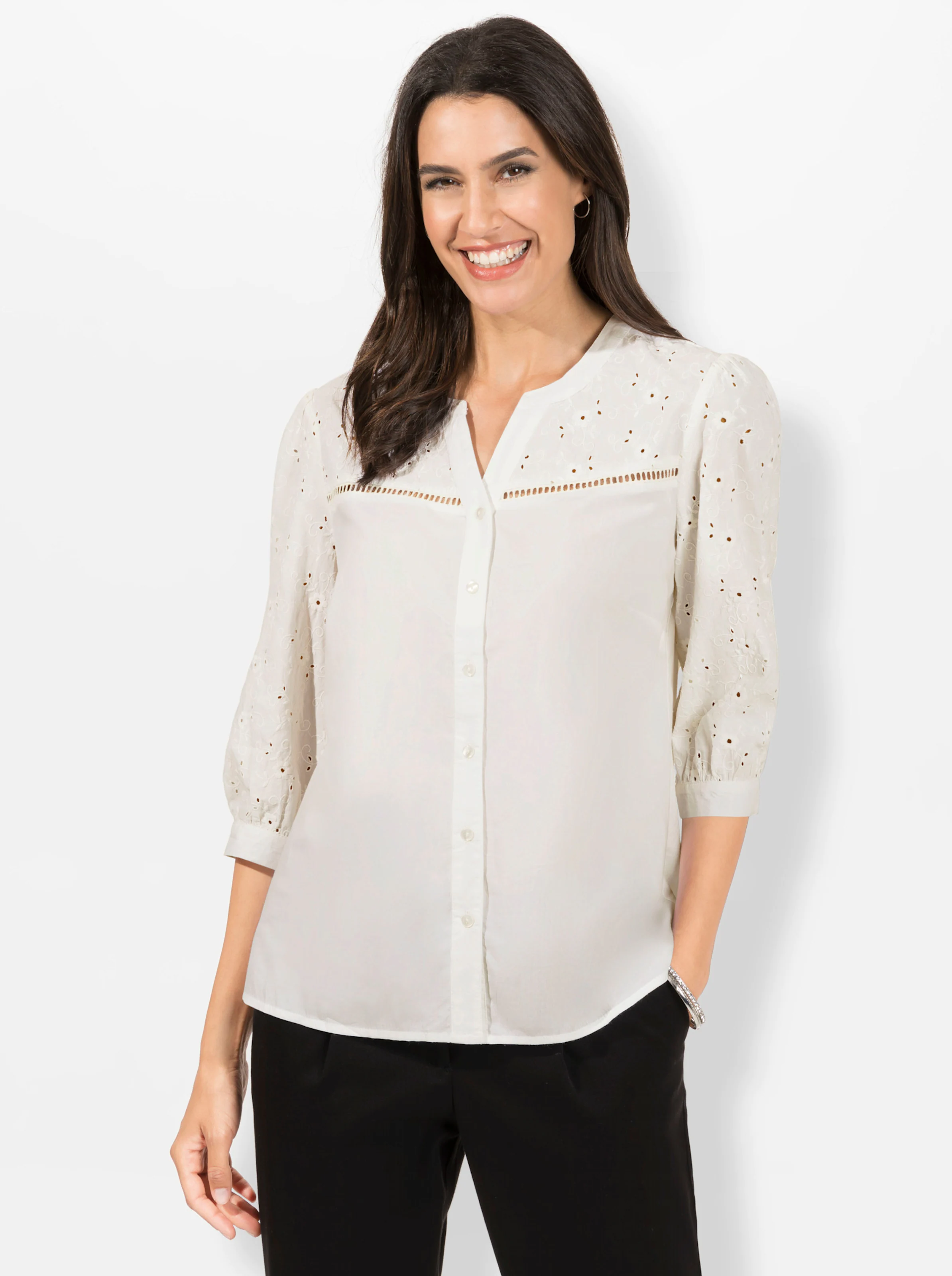 Bluse in ecru