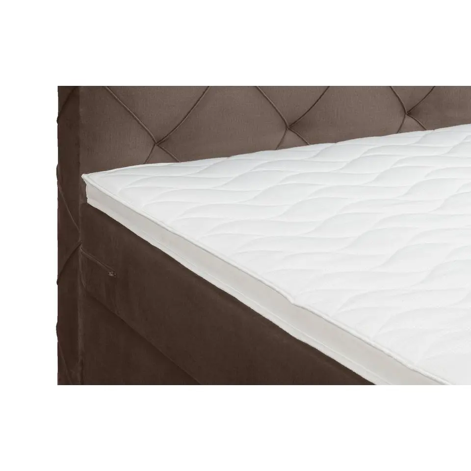 Boxspring met opbergruimte en voetbord Liv geruit - bruin - 160x200cm