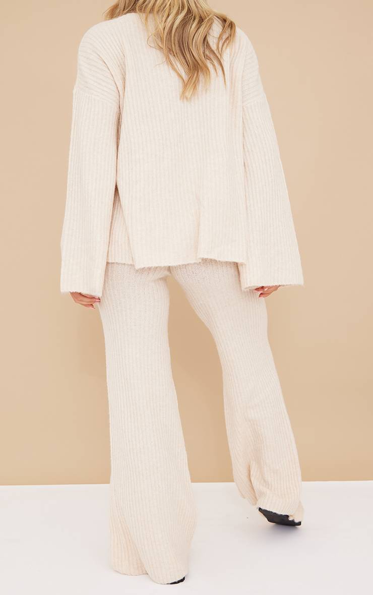 Avoine Pantalon Large En Maille Côtelée Luxe