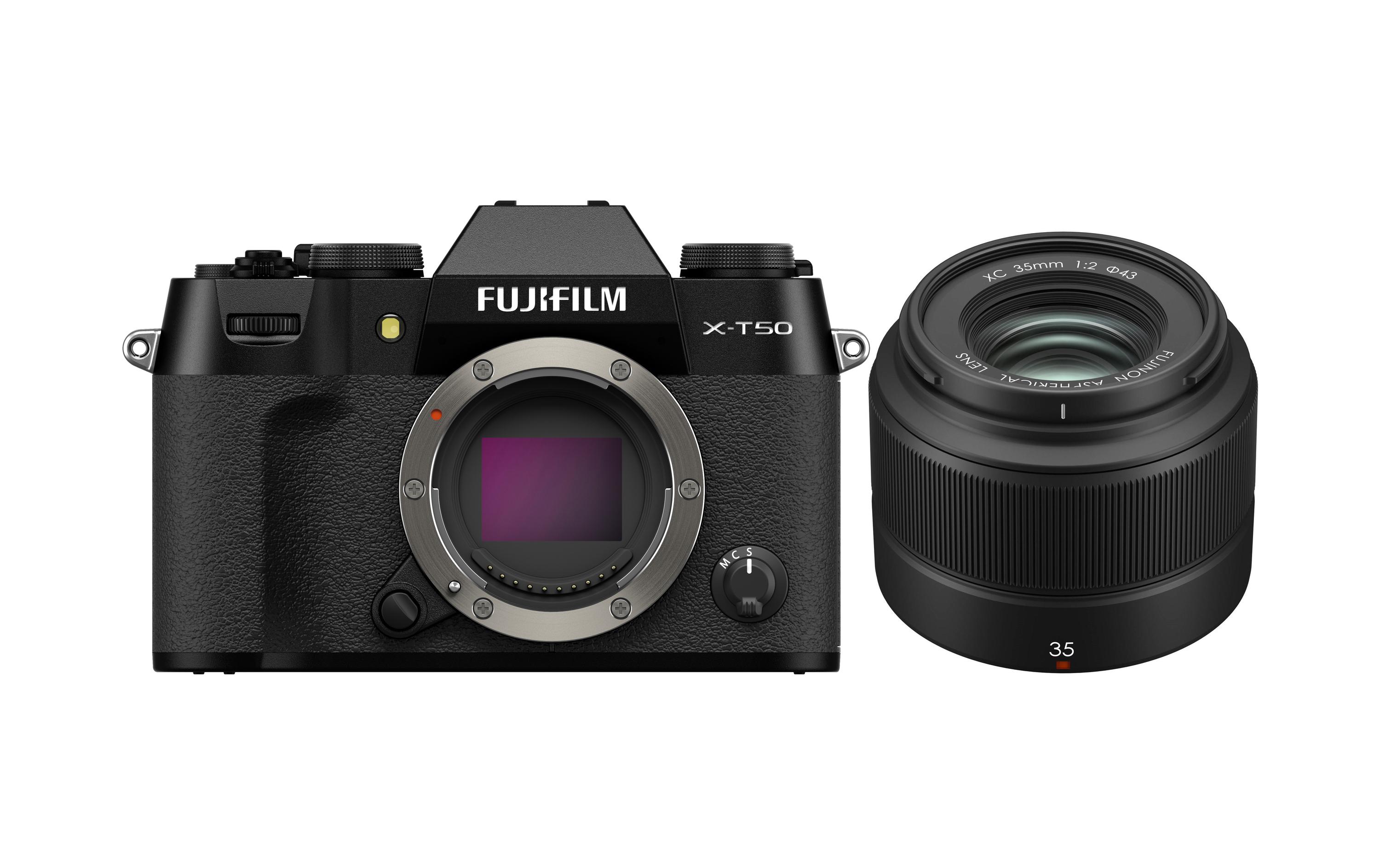 Fotokamera X-T50 Black Kit XC 35mm<br>Kompakte Systemkamera mit 40.2-Megapixel-Sensor, 6.2K-Video und Filmsimulations-Einstellrad