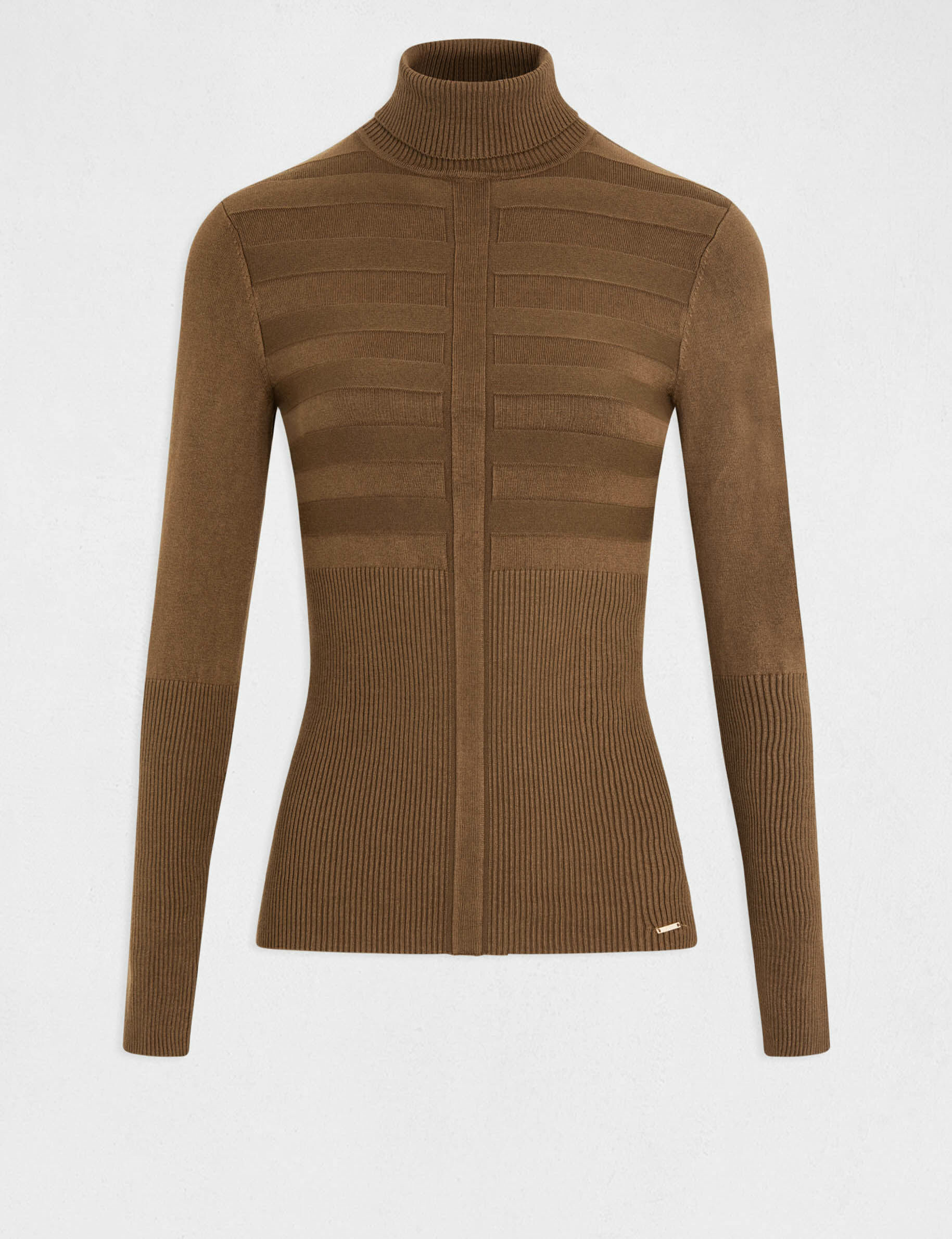Pull manches longues col roulé vert fonce femme - vert_fonce