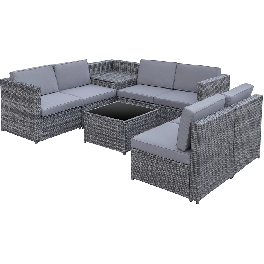 Outsunny Polyrattan Gartengarnitur als 8-teiliges Set grau