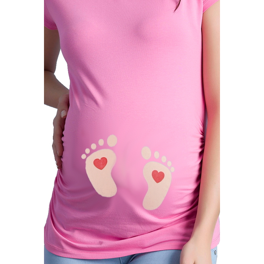 M.M.C. Umstandsshirt Baby Füße mit Motiv Rosa